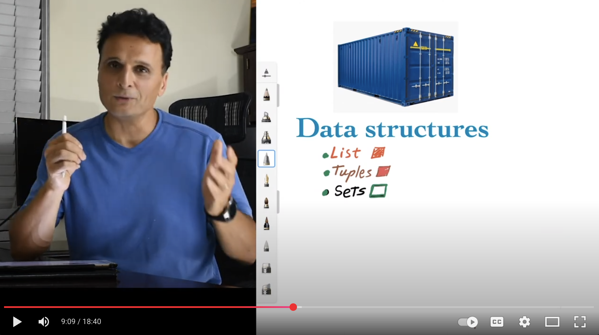 screenshot of youtube while kayvan momeni is teaching